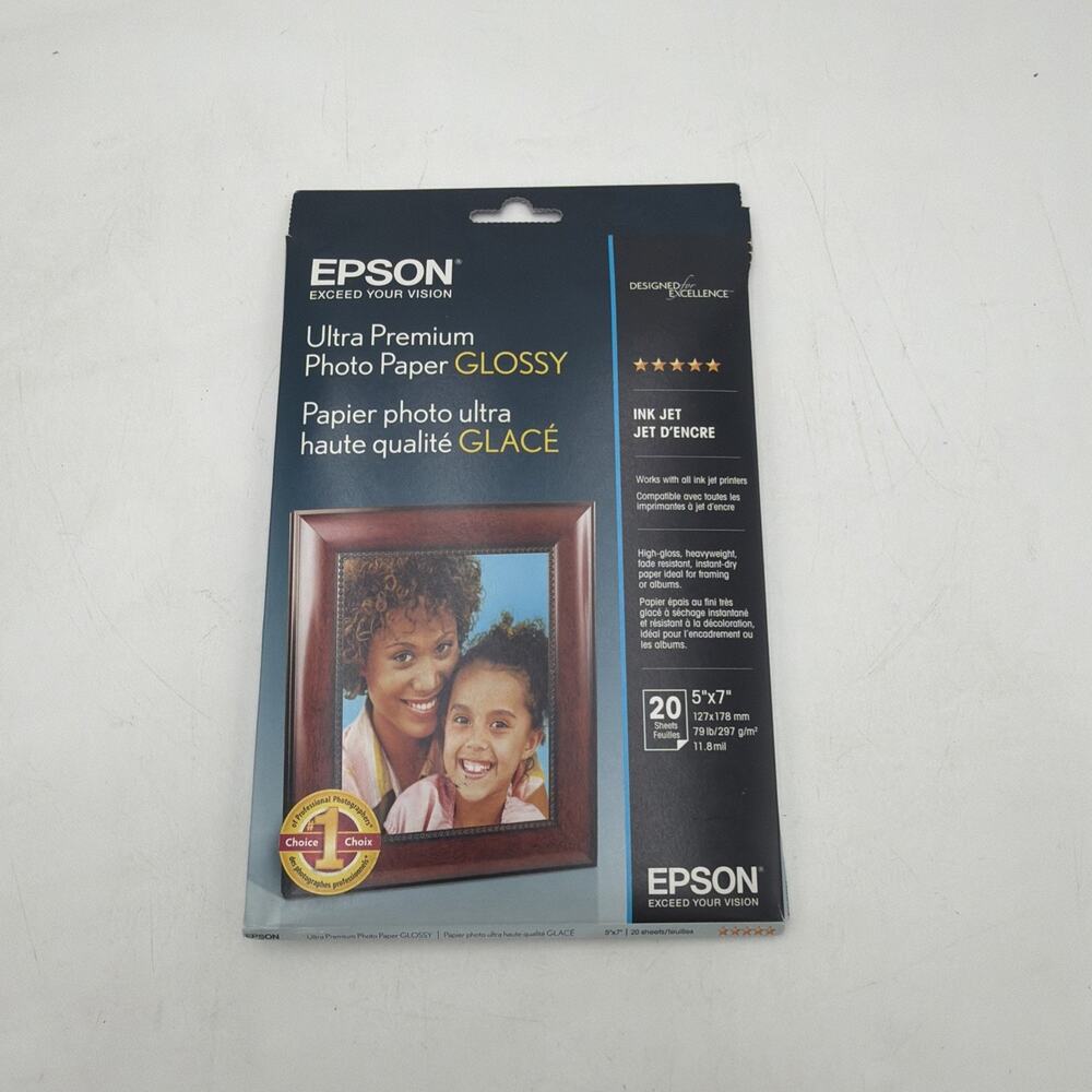 Epson Ultra Premium Photo Paper GLOSSY (5x7 Inches, 20 Sheets) (S041945), NEW!